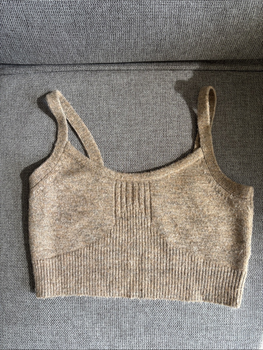 Plenty Knit Ribbed Crop Tank Top in Brown